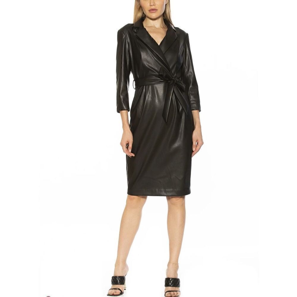 Alexia Admor Vegan Jacqueline Leather Wrap Dress, 10. NWOT. Black punk goth bad